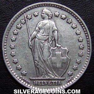 1937 B Swiss Silver Franc (Obverse)