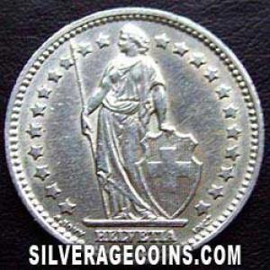 1957 B Swiss Silver Franc (Obverse)