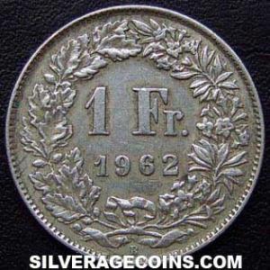 1962 B Swiss Silver Franc (Reverse)