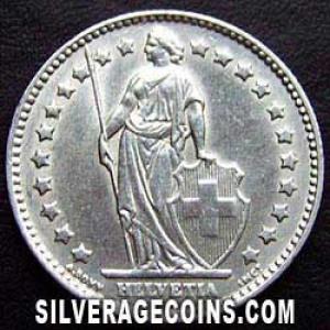 1963 B Swiss Silver Franc (Obverse)
