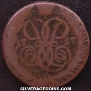 1757 Elizabeth I Russian 2 Kopeks (Obverse)