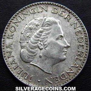 1954 Juliana Dutch Silver Guilder (Obverse)
