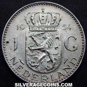 1954 Juliana Dutch Silver Guilder (Reverse)