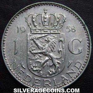 1958 Juliana Dutch Silver Guilder (Reverse)