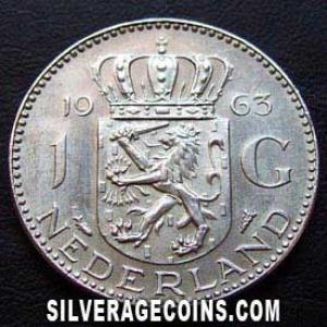 1963 Juliana Dutch Silver Guilder (Reverse)