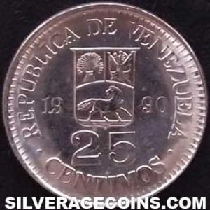 1990 (mm) Venezuelan 25 Centimos (Obverse)