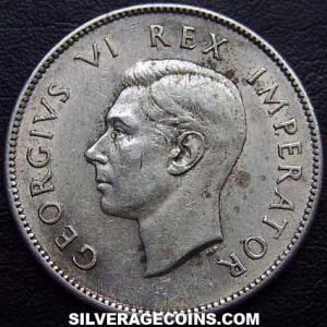 1942 George VI South African Silver 2 Shillings (Obverse)
