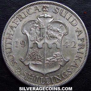 1942 George VI South African Silver 2 Shillings (Reverse)