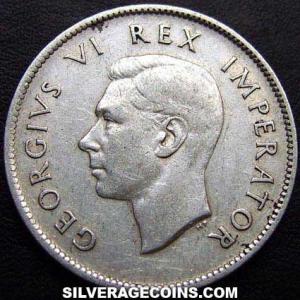 2 Chelines de Plata Sudafricanos de Jorge VI 1943 (Anverso)