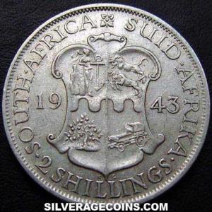 2 Chelines de Plata Sudafricanos de Jorge VI 1943 (Reverso)
