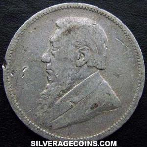 1895 South African Silver "ZAR" 2 Shillings (Obverse)