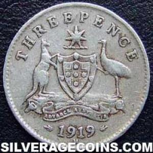 1919 M George V Australian Silver Threepence (Reverse)