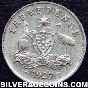 1927 (m) George V Australian Silver Threepence (Reverse)