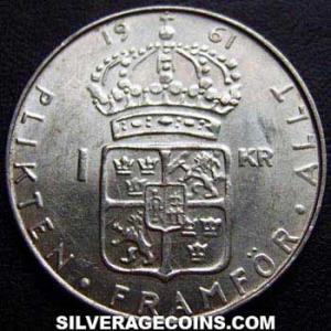 1961 TS Gustav VI Swedish Billon Krona (Reverse)