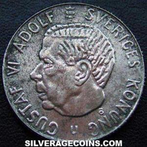Corona de Vellón Sueca de Gustavo VI 1962 U (Anverso)