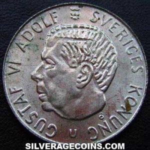Corona de Vellón Sueca de Gustavo VI 1963 U (Anverso)