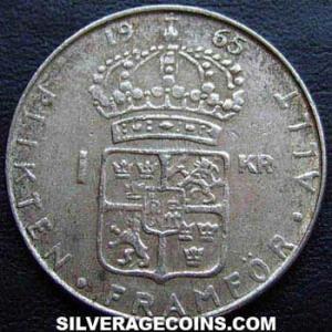 Corona de Vellón Sueca de Gustavo VI 1965 U (Reverso)