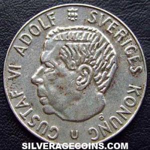 1968 U Gustav VI Swedish Billon Krona (Obverse)