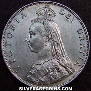 1887 Victoria British Silver "Jubilee head" Florin (Obverse)