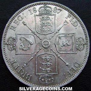 1887 Victoria British Silver "Jubilee head" Florin (Reverse)