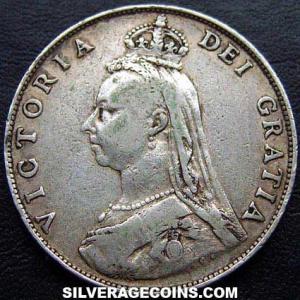 Florín "Jubilee head" de Plata Británico de Victoria 1888 (Anverso)