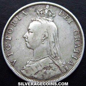 Florín "Jubilee head" de Plata Británico de Victoria 1889 (Anverso)