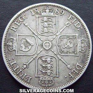 Florín "Jubilee head" de Plata Británico de Victoria 1889 (Reverso)
