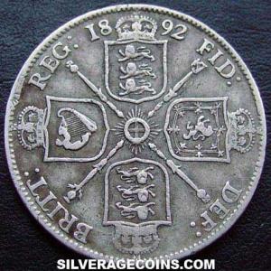1892 Victoria British Silver "Jubilee head" Florin (Reverse)