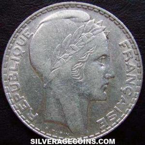 1939 French Silver 10 Francs (Obverse)