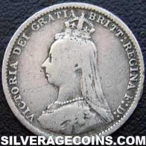 1889-1B Victoria British Silver "Jubilee Head" Threepence (Obverse)