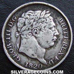 1820 George III British Silver Shilling (Obverse)