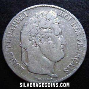 1837 A Louis Philippe I French Silver 5 Francs (Obverse)