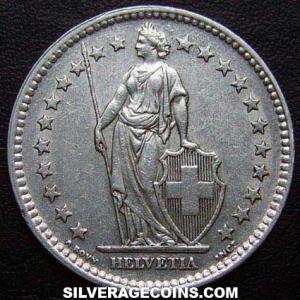 1944 B Swiss Silver 2 Francs (Obverse)