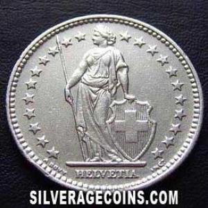 1939 B Swiss Silver 2 Francs (Obverse)
