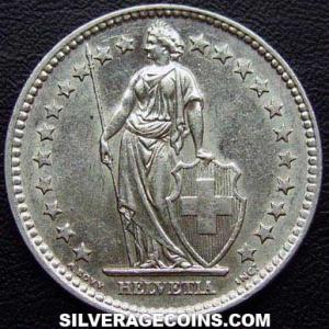 1964 B Swiss Silver 2 Francs (Obverse)