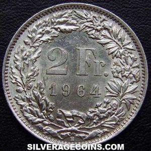 1964 B Swiss Silver 2 Francs (Reverse)