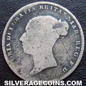 1842 Victoria British Silver "Young Head" Sixpence (Obverse)