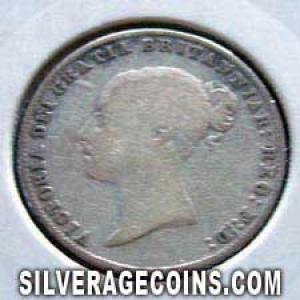 1858 Victoria British Silver "Young Head" Sixpence (Obverse)