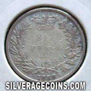 1858 Victoria British Silver "Young Head" Sixpence (Reverse)