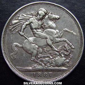1887 Victoria British Silver "Jubilee Head" Crown (Reverse)