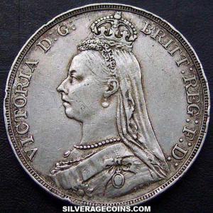 Corona "Jubilee Head" de Plata Británica de Victoria 1890 (Anverso)