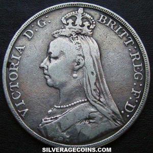 Corona "Jubilee Head" de Plata Británica de Victoria 1891 (Anverso)