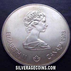 1973 Elizabeth II Canadian Silver 5 Dollars (North America) (Obverse)