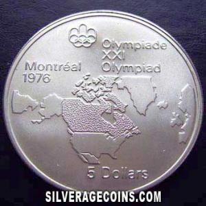 1973 Elizabeth II Canadian Silver 5 Dollars (North America) (Reverse)