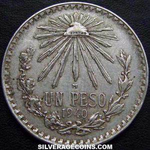 1940 Mexican Silver Peso (Reverse)