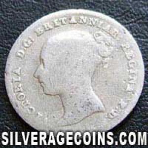 1839 Victoria British Silver "Young Head" Fourpence (Groat) (Obverse)