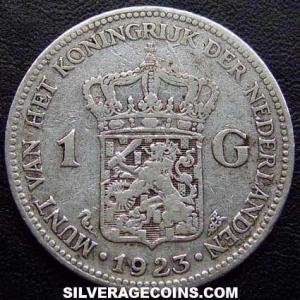 1923 Wilhelmina I Dutch Silver Guilder (Reverse)