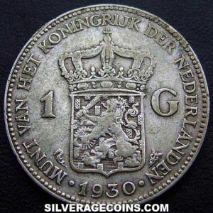 1930 Wilhelmina I Dutch Silver Guilder (Reverse)