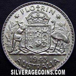 Florín de Plata Australiano de Jorge VI 1943 (m) (Reverso)