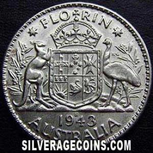 Florín de Plata Australiano de Jorge VI 1943 S (Reverso)